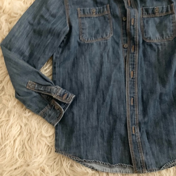 Crazy 8 | Long Sleeve Button Down Shirt Top Denim Blue Chambray M - Picture 8 of 10